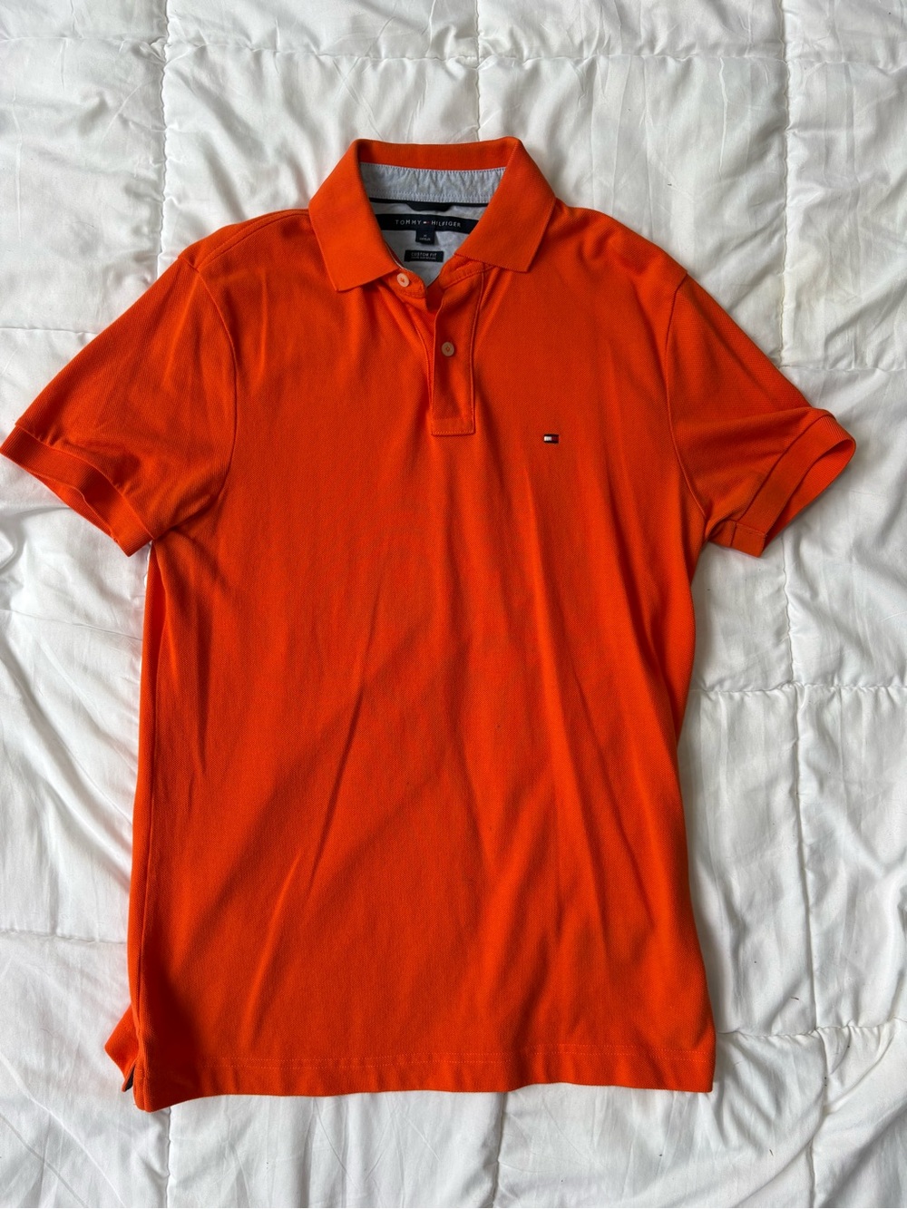 Tommy Hilfiger Men’s Bright Orange Polo Shirt with Logo